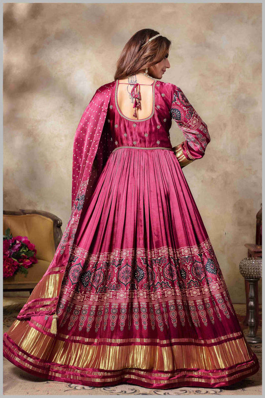 Designer Wine Anarkali Suit with Heavy Embroidery