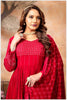Red Lucknowi Anarkali Gown with Mirror Work and Embroidered Dupatta