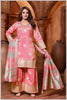 Pink Tissue Plazo Set with Zari Woven Detailing