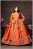 Rust Anarkali with Mirror Work