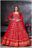 Red Mirror Anarkali with Bandhej-Style Dupatta