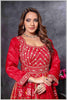 Red Mirror Anarkali with Bandhej-Style Dupatta