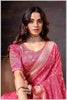 Vibrant Pink Zari Banarasi Silk Saree with Embroidered Stitched Blouse