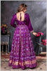 Purple Mirror Embroidered Anarkali with Bandhej-Style Dupatta
