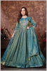 Aqua Blue Anarkali with Golden Thread Embroidery
