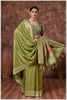 Mahendi Tissue Saree And Work Blouse with Traditional Pallu Art