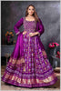 Purple Mirror Embroidered Anarkali with Bandhej-Style Dupatta