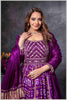 Purple Mirror Embroidered Anarkali with Bandhej-Style Dupatta