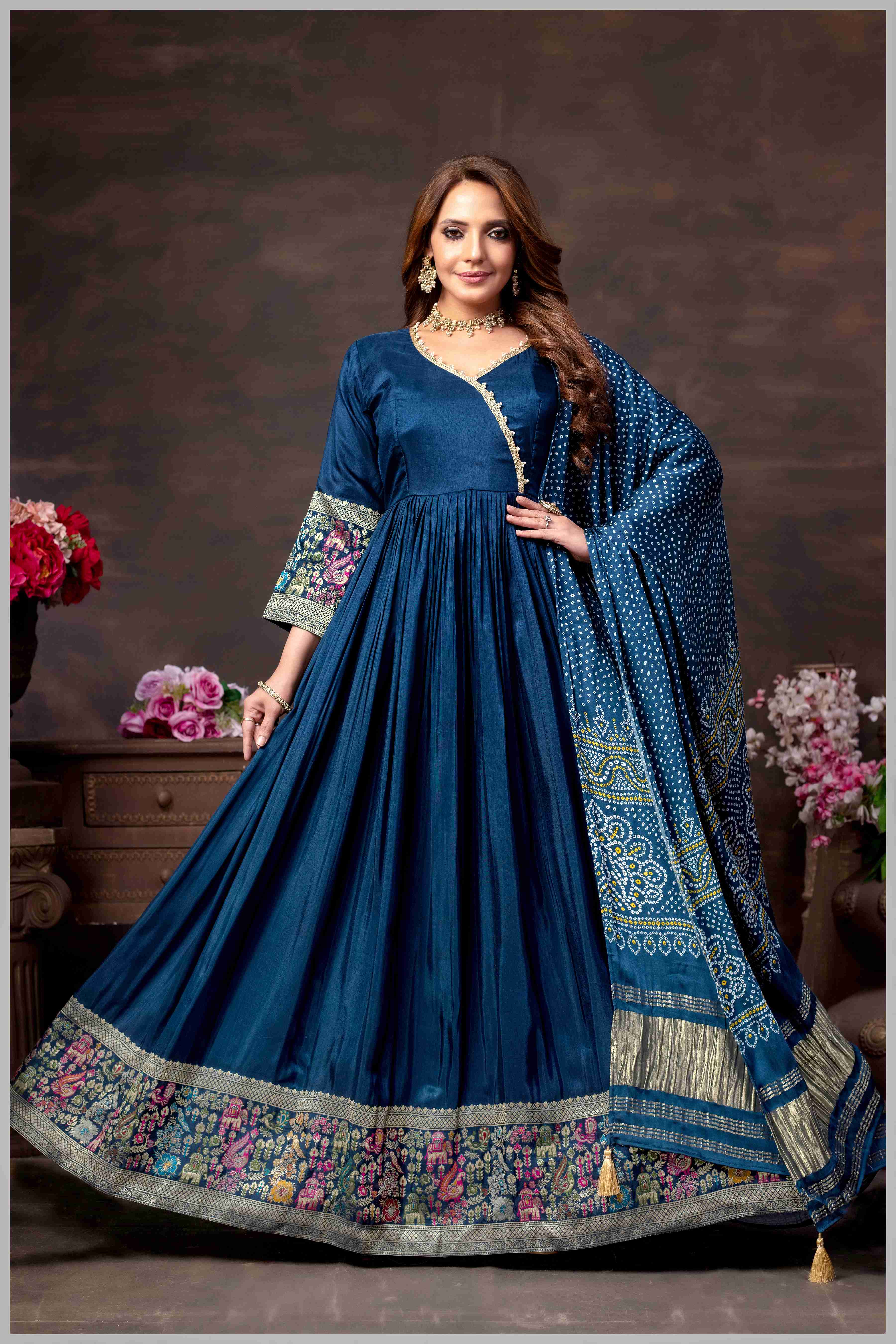 anarkali dress royal blue Royal Blue Chikankari Anarkali Dress shahmeenhusain
