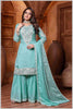Dusty Blue Plazo Set with Pearl & Sequin Embroidery