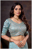 Majestic Turquoise Blue Crepe Silk With Zari Woven Saree.