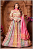 Multicolor Banarasi Anarkali Gown with babypink Dupatta