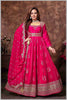 Rani Pink Banarasi Silk Anarkali Gown with Sequin Embroidery Dupatta