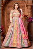 Multicolor Banarasi Anarkali Gown with babypink Dupatta