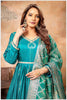 Turquoise Blue Anarkali with Gold Weave Dupatta