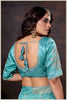 Vibrant Dusty blue Zari Banarasi Silk Saree with Embroidered Stitched Blouse