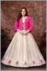 Cream Tissue Anarkali with Pink Gajji Jacket