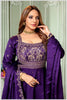Deep Violet Embroidered Silk Anarkali Gown with Dupatta