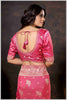 Regal Peach Zari Woven Silk Saree with Stitched Designer Blouse.