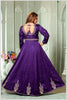 Deep Violet Embroidered Silk Anarkali Gown with Dupatta