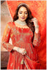 Fiery Rust-Orange Embroidered Anarkali with Golden Accents