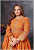 Rust Anarkali Gown with Zari Embroidered Dupatta