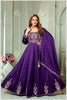 Deep Violet Embroidered Silk Anarkali Gown with Dupatta