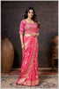 Regal Peach Zari Woven Silk Saree with Stitched Designer Blouse.