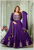 Deep Violet Embroidered Silk Anarkali Gown with Dupatta