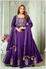 Deep Violet Embroidered Silk Anarkali Gown with Dupatta