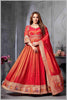 Red Anarkali with Folk Motif Silk Dupatta