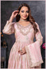 Baby Pink Gown with Golden Zari Weaving & Embroidered Dupatta