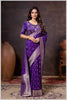 Vibrant purple Zari Banarasi Silk Saree with Embroidered Stitched Blouse