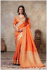Orange Tissue Silk Saree with Golden Zari Weaving