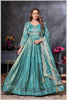 Teal Blue Gown with Zari and Dupatta