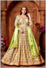 Pastel Woven Anarkali with Lime Green Silk Dupatta