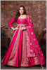 Pink & Beige Striped Gown with Embroidered Dupatta