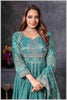 Teal Blue Gown with Zari and Dupatta