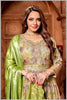 Pastel Woven Anarkali with Lime Green Silk Dupatta
