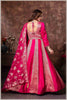 Pink & Beige Striped Gown with Embroidered Dupatta