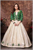 Cream Tissue Anarkali with Green Gaji Jacket