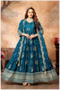 Step Into the Spotlight in This TealBlue Silk Anarkali Gown