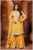 Mustard Yellow Plazo Set with Pearl & Sequin Embroidery