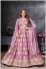 Mauve Gown with Golden Zari Weaving & Embroidered Dupatta
