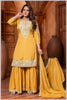 Mustard Yellow Plazo Set with Pearl & Sequin Embroidery