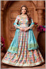 Blue Woven Anarkali with Contrasting Silk Dupatta