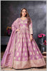 Mauve Gown with Golden Zari Weaving & Embroidered Dupatta
