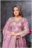 Mauve Gown with Golden Zari Weaving & Embroidered Dupatta