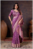 Vibrant magenta Zari Banarasi Silk Saree with Embroidered Stitched Blouse