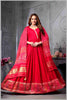 Red Anarkali Gown with Traditional Bandhej Dupatta